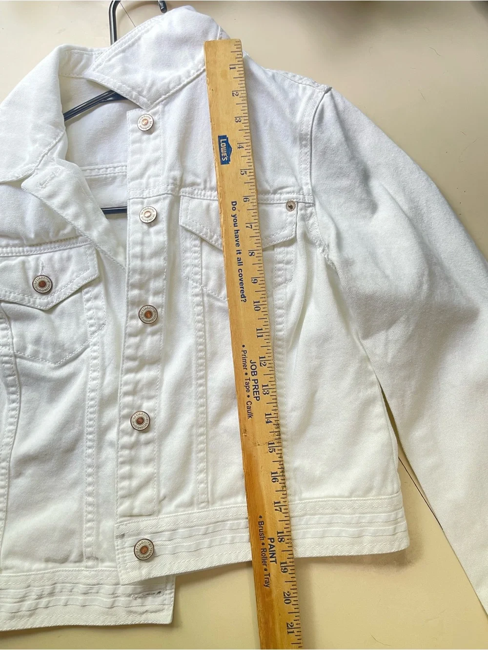 Liz Claiborne Cream White Denim Trucker Jacket 100% Cotton Size Medium - Picture 10 of 11